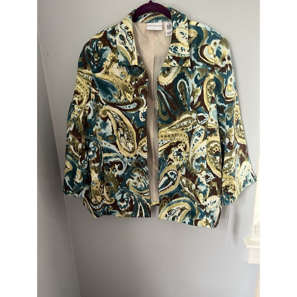 Alfred Dunner Women's Open Front Blazer Jacket Teal Blue Green‎ Size 18 NWT